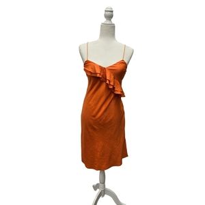 Ralph Lauren Linen Ruffle Dress in Orange